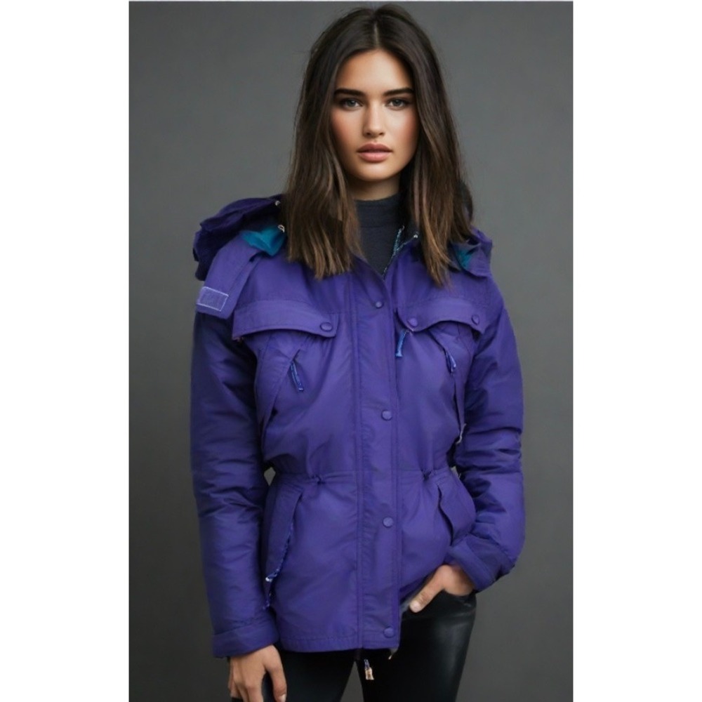 90s REI Down Gortex Jacket 2 in 1 Womens Medium 8 Purple Detachable Hood VGUC